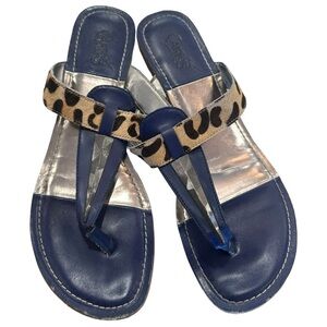 Carlos by Carlos Santana | Royal Blue and Animal print Thong Sandal EUC